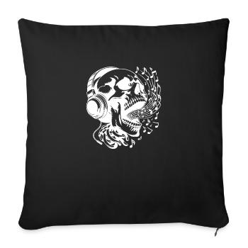 Vanitas Casque Singing Skull - Housse de coussin décorative 45 x 45 cm - noir - Devant