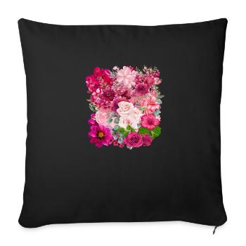 Fleurs vintage minimalistes - Housse de coussin décorative 45 x 45 cm - noir - Devant