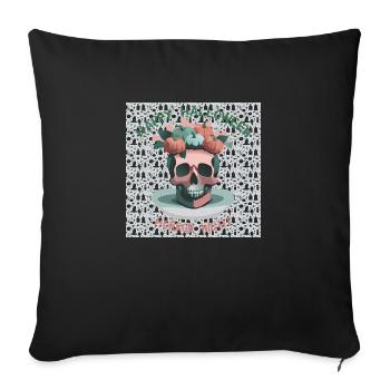 Happy Halloween Totenkopf + Kürbis | Horror Night - Sofakissenbezug 45 x 45 cm - Schwarz - Vorne