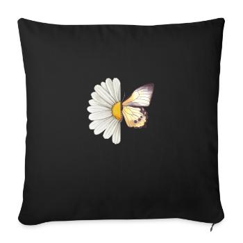 Papillon marguerite - Housse de coussin décorative 45 x 45 cm - noir - Devant