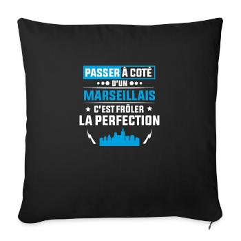 Idée cadeau pour un marseillais - Housse de coussin décorative 45 x 45 cm - noir - Devant