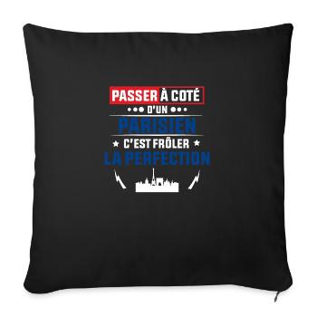 Idée cadeau pour un Parisien - Housse de coussin décorative 45 x 45 cm - noir - Devant