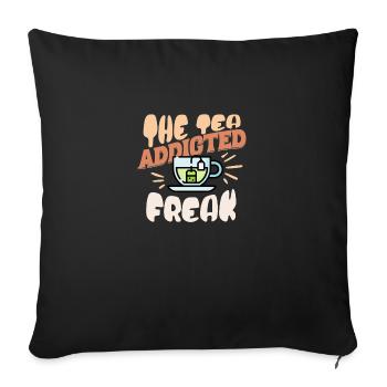 Accro au thé - Housse de coussin décorative 45 x 45 cm - noir - Devant