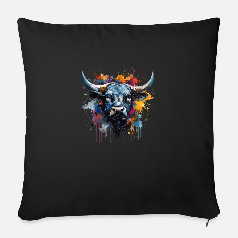 Kampfkuh, Schweizer Walliser Herdenskuh - Sofakissenbezug 45 x 45 cm - Schwarz