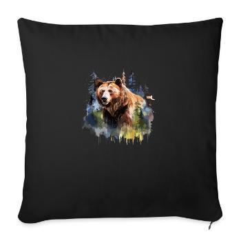 Grizzly bear, brown bear - Sofa pillowcase 17,3'' x 17,3'' (45 x 45 cm) - black - Front