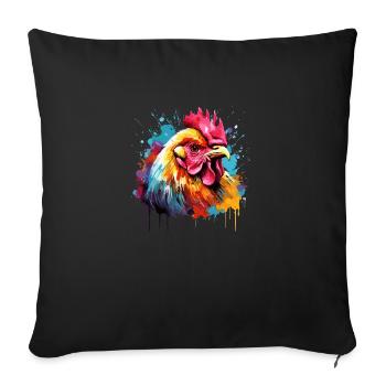 French rooster, friend of hens - Sofa pillowcase 17,3'' x 17,3'' (45 x 45 cm) - black - Front