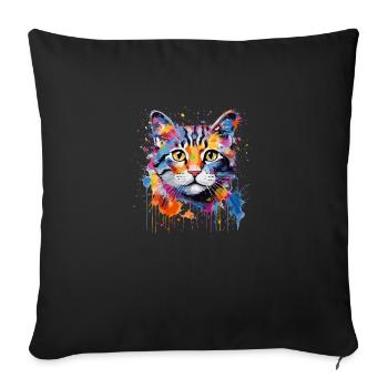 Cute Cat - Sofa pillowcase 17,3'' x 17,3'' (45 x 45 cm) - black - Front