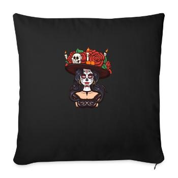 Sugar Skull Girl - Sofa pillowcase 17,3'' x 17,3'' (45 x 45 cm) - black - Front