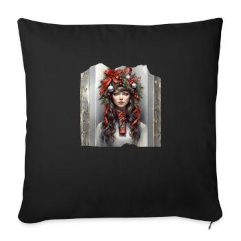 Santa Claus Christmas Eve Midnight Mass Christmas Tree Gifts - Sofa pillowcase 17,3'' x 17,3'' (45 x 45 cm) - black - Front