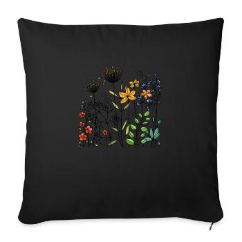Blumen - Sofakissenbezug 45 x 45 cm - Schwarz - Vorne