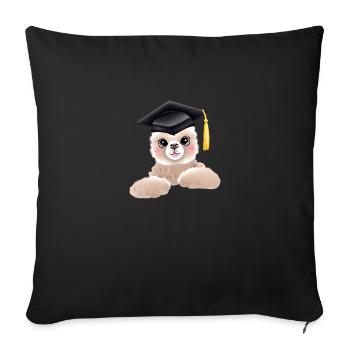 Baccalauréat Diplômé Études Alpaga Certificat de fin d’études - Housse de coussin décorative 45 x 45 cm - noir - Devant
