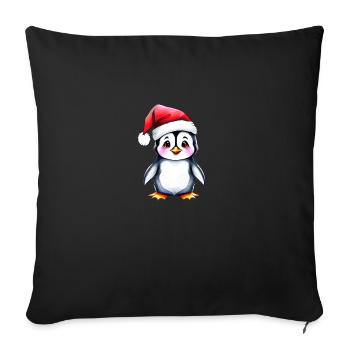 Penguin Santa Hat Christmas Winter Design - Sofa pillowcase 17,3'' x 17,3'' (45 x 45 cm) - black - Front