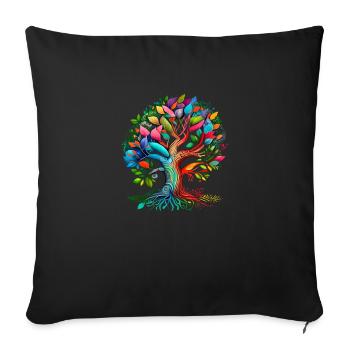 Arbre de vie Yoga Arbre de vie Méditation - Housse de coussin décorative 45 x 45 cm - noir - Devant