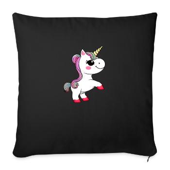 Licorne Créature Mythique Fille Licorne Licorne - Housse de coussin décorative 45 x 45 cm - noir - Devant