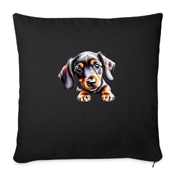 Teckel Chien Teckel Chiot Chien Propriétaire Chiens - Housse de coussin décorative 45 x 45 cm - noir - Devant