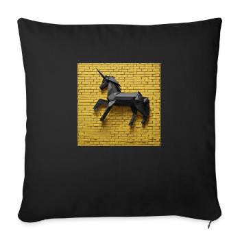 Black unicorn in front of yellow wall - Sofa pillowcase 17,3'' x 17,3'' (45 x 45 cm) - black - Front