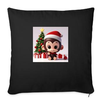 Cute monkey at Christmas - Sofa pillowcase 17,3'' x 17,3'' (45 x 45 cm) - black - Front