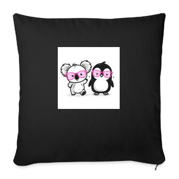 Koala y pingüino pink glasses - Sofa pillowcase 17,3'' x 17,3'' (45 x 45 cm) - black - Front