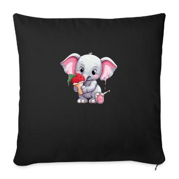 Süßer Elefant - Sofakissenbezug 45 x 45 cm - Schwarz - Vorne