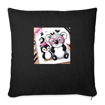 Koala and penguin - Sofa pillowcase 17,3'' x 17,3'' (45 x 45 cm) - black - Front