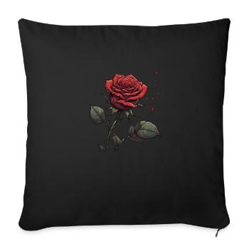 Le signe de l’amour éternel - la rose rouge - Housse de coussin décorative 45 x 45 cm - noir - Devant