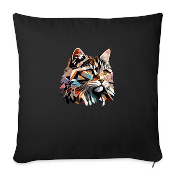 Maine Coon Cat Propriétaire Chat Chaton Chaton Mâle - Housse de coussin décorative 45 x 45 cm - noir - Devant