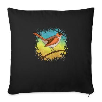 Colorful bird - Sofa pillowcase 17,3'' x 17,3'' (45 x 45 cm) - black - Front