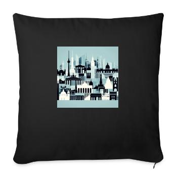 Colorful city silhouette - Sofa pillowcase 17,3'' x 17,3'' (45 x 45 cm) - black - Front