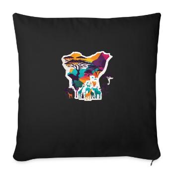 Africa Steppe and Animals - Sofa pillowcase 17,3'' x 17,3'' (45 x 45 cm) - black - Front