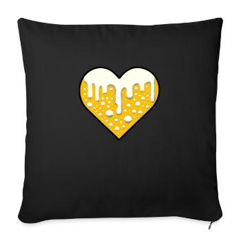 L’amour de la bière | Cœur de bière - Housse de coussin décorative 45 x 45 cm - noir - Devant