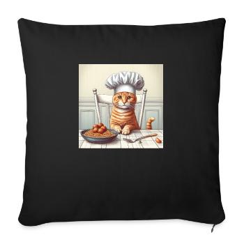 Cat Cook - Sofa pillowcase 17,3'' x 17,3'' (45 x 45 cm) - black - Front