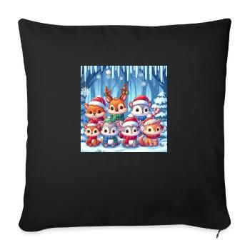 Animaux de noël - Housse de coussin décorative 45 x 45 cm - noir - Devant