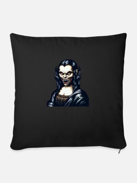 Mona Lisa goes Vamp - Sofakissenbezug 45 x 45 cm - Schwarz