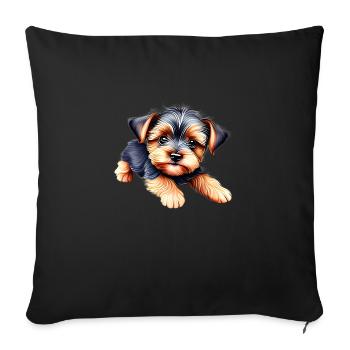 Yorkshire Terrier Chien Propriétaire Chien Chiot - Housse de coussin décorative 45 x 45 cm - noir - Devant