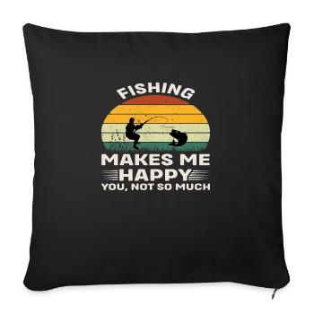 La pêche me rend heureux - Housse de coussin décorative 45 x 45 cm - noir - Devant