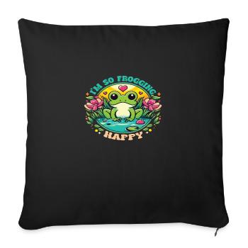 Je suis tellement heureux - Housse de coussin décorative 45 x 45 cm - noir - Devant