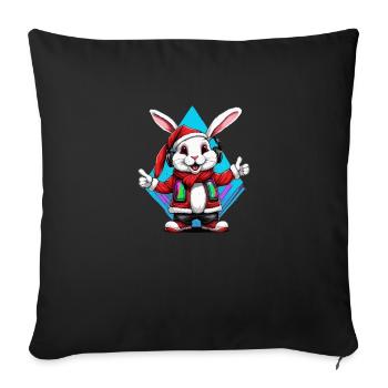 Santa's Bunny - Sofa pillowcase 17,3'' x 17,3'' (45 x 45 cm) - black - Front