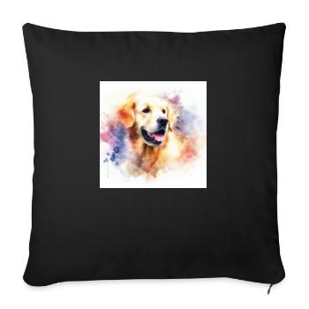 Aquarelle Golden Retriever - Housse de coussin décorative 45 x 45 cm - noir - Devant