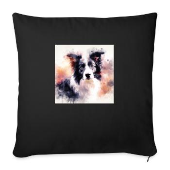 Amour Border Collie - Housse de coussin décorative 45 x 45 cm - noir - Devant