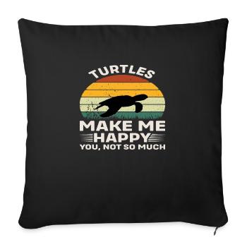 Turtles make me Happy - Sofa pillowcase 17,3'' x 17,3'' (45 x 45 cm) - black - Front