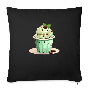 Mint Chocolate Chip Ice Cream Cone - Sofa pillowcase 17,3'' x 17,3'' (45 x 45 cm) - black - Front