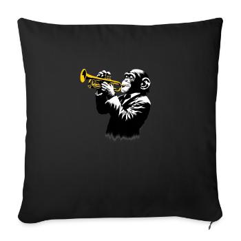Trumpeter Monkey Orchestra Street Art Banksy Style - Sofa pillowcase 17,3'' x 17,3'' (45 x 45 cm) - black - Front