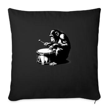 Drummer in Monkey Orchestra StreetArt Banksy Style - Sofa pillowcase 17,3'' x 17,3'' (45 x 45 cm) - black - Front