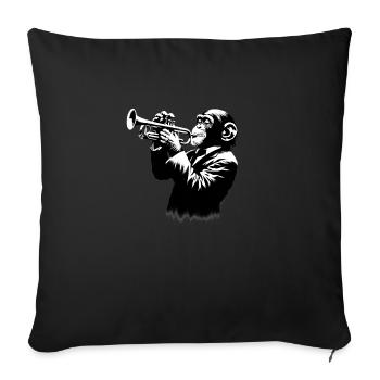 Trumpet in Monkey Orchestra Street Art Banksy Style - Sofa pillowcase 17,3'' x 17,3'' (45 x 45 cm) - black - Front