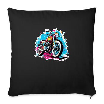moto vintage style retro - graffiti - Housse de coussin décorative 45 x 45 cm - noir - Devant