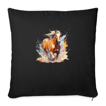Cheval quarter horse palomino - Housse de coussin décorative 45 x 45 cm - noir - Devant