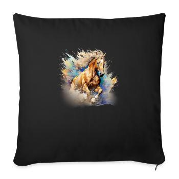 Cheval, quarter horse, palomino - Housse de coussin décorative 45 x 45 cm - noir - Devant