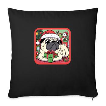 Christmas Santa Pug Dog - Sofa pillowcase 17,3'' x 17,3'' (45 x 45 cm) - black - Front