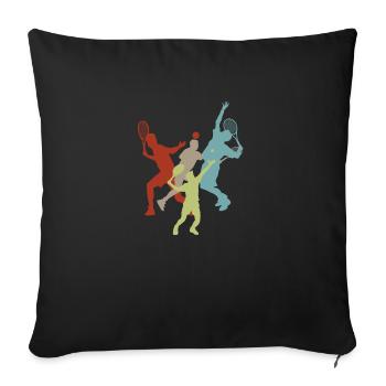 joueurs de tennis rétro vintage - Housse de coussin décorative 45 x 45 cm - noir - Devant