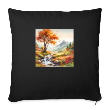 Quiet creek in the countryside with tree - Sofa pillowcase 17,3'' x 17,3'' (45 x 45 cm) - black - Front
